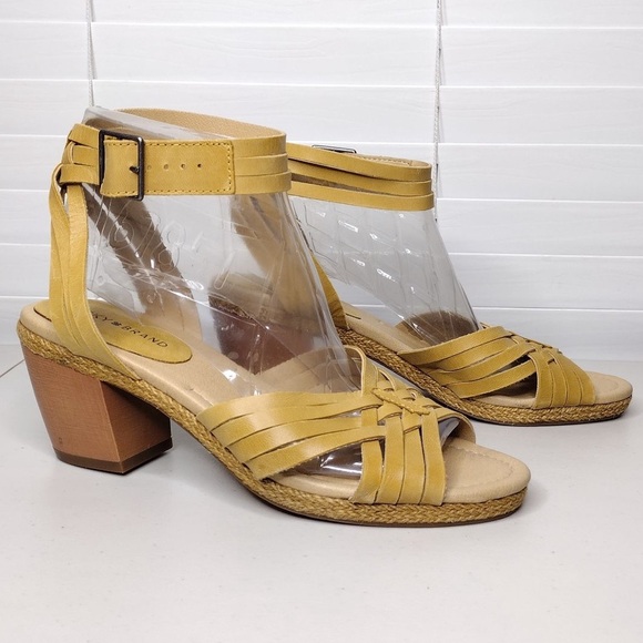 Lucky Brand Noxa Open Toe Boho 10M Leather Block Heel Sandals - Picture 3 of 14
